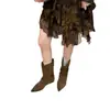 Botas de Cavaleiro Ocidentais com Salto Grosso Design de Nicho de Luxo Retrô para Mulheres Botas Versáteis de Cano Médio Camurça Estilo Britânico