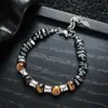 Pulseira de Pedra Olho de Tigre e Bambu Transfronteiriça para Homens, Design Versátil de Alta Qualidade, Joias da Moda de Nicho Novo Estilo Chinês Tendência Nacional Atacado