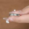 Anillo de Hielo Triturado S925 Plata de Ley Todo el Cuerpo Longlong Gold Mismo Venta en TikTok Redes Sociales Diseño de Nicho Parejas