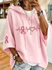 Sudadera con Estampado de Letras Transfronteriza 2026 para Mujer, Estilo Pulóver, con Capucha, Tejido de Bucle Pequeño, Estampado 3D