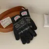 Guantes de Lana Tejidos de Cinco Dedos Estilo Jacquard Fair Isle Rojo para Año Nuevo y Navidad para Mujer en Otoño e Invierno Engrosados y Cálidos con Pantalla Táctil