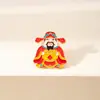 Broche Metálico Estilo Chino Dios de la Riqueza Cinco Bendiciones Rojo Festivo Año Nuevo Dios de la Riqueza Fortuna, Prosperidad, Longevidad Bolsa de Buena Suerte Decoración