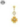 Gaibei Perforación Umbilical de Acero Inoxidable Transfronterizo Europeo y Americano Anillo para el Ombligo Forma de Corazón Hierba de Cuatro Hojas Hebilla para el Ombligo Dientes Exteriores Clavo Umbilical Venta Caliente