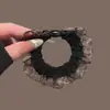 Diadema scrunchie vintage con estampado de leopardo y flecos pequeños, banda elástica versátil para coleta, banda de goma de alta elasticidad, nuevo accesorio para el cabello para mujer