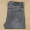 Jeans para Hombre de Verano Delgados Grises Pequeños Rectos Ajuste Delgado Lyocell Fibra de Poliéster Algodón Elástico Blanco Lavado