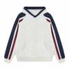 Suéter nuevo de otoño/invierno para hombre, suéter con capucha y costuras a rayas sueltas de talla grande estilo retro americano de 360 g para hombre