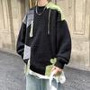 Suéter Masculino Color-Blocked Tendência High Street Moda Ins Casaco para Casal Outono Inverno Grosso Solto Estilo Preguiçoso Malha t
