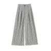 Pantalones de pierna ancha a rayas para mujer, nuevo estilo otoño 2026, adelgazantes, de cintura alta, holgados, casuales, hasta el suelo, pantalones casuales versátiles