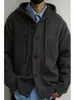Estilo Old Money, retro americano, suéter cárdigan gris con capucha, unisex, moderno, casual, tejido para parejas, ropa de abrigo