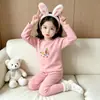 Conjunto lindo de otoño e invierno para niños, cómodo conjunto térmico sin costuras, top de manga larga y pantalones, ropa de casa para niñas, top y pantalones térmicos