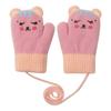 Luvas de Tricô para Crianças Inverno Tricô Quente Desenho Animado Ursinho Cobertura Forradas com Fleece Espessadas Dedos Luvas de Lã