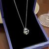 Cadena de clavícula para pareja con nicho de alta calidad, joyería de acero de titanio, colgante de corazón con viento que late, collar de amor de dulce temperamento