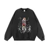 Sudadera con capucha de estilo callejero para estrella de baloncesto, Otoño e Invierno, Talla grande, Desgastada, Sudadera de cuello redondo, Sudadera con capucha estampada, Jersey