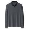 Nova Camisa Polo de Algodão de Manga Longa Outono/Inverno 2024 com Tamanho Grande Camisa Casual de Negócios Elástica Slim Fit Outono