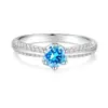 Anillo de Plata con Gema Moissanita Ocho Corazones Ocho Flechas para Mujer Un Quilate Simple Seis Garras Anillo de Boda Fuente de Suministro en Vivo de Tiktok
