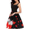 L8039 Comercio exterior transfronterizo Europeo y Americano Día de San Valentín Elegante Chaleco de Mujer Costura Estampado de Amor Vestido Grande Swing