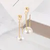 Pendientes Elegantes de Borla de Perla Gris Estilo Coreano para Mujer, Diseño Francés de Nicho Simple y Lujoso, Pendientes de Alta Gama Que Te Hacen Ver Más Delgada