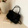 Nova Bolsa Feminina Fashion, Bolsa de Mão de Pelúcia com Contas, Bolsa Quadrada Pequena com Textura, Bolsa Versátil para o Dia a Dia, Bolsa Transversal Simples Peluda