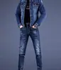 Terno Masculino de Sarja Outono Estilo Coreano Slim Fit Roupa Externa de Casal Primavera Calças Casuais Tendência Conjunto de Duas Peças Jaqueta Masculina
