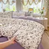 Juego de ropa de cama de cuatro piezas con estampado INS, suave y mullido, agradable para la piel, adecuado para dormir sin ropa, uso en todas las estaciones, funda de cama lavable a máquina