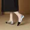 Zapatos de Punta Bloque de Color Estilo Francés Inspirados en Chanel, Nuevo Modelo Primavera/Verano 2026, Zapatos de Tacón Medio Versátiles de Moda Elegantes y de Gama Alta para Mujer