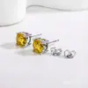 Pendientes de Plata de Ley S925 Chapada con Imitación de Moissanita de 1 Quilate, Pendientes de Diamante de Color de Cuatro Garras, Pendientes de Lujo Accesible