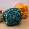 Bola de lana de terciopelo dorado, chenilla, hecha a mano, bufanda tejida, hilo grueso, material de oso violento, bolsa, zapatillas de ganchillo