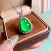 Suministros de Joyería Hengyun Calcedonia Verde Tipo Hielo Colgante de Calabaza Incrustado Plateado Collar para Mujer Calabaza Verde Completamente Transparente de Hielo de Alta Calidad