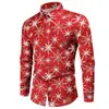 Camisas para Hombre Europeas y Americanas Transfronterizas Impresión Digital 3D Tendencia Serie Navideña Camisas de Manga Larga con Cuello