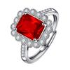 Fuente en vivo color nacional nuevo super flash con artículos anillo de diamante de colores diseño cuadrado deslumbrante anillo de circonita roja verde amarilla