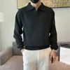 Suéter de lapela V de luxo leve pulôver suéter quente masculino americano outono e inverno manga longa camisa de base