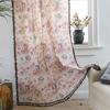Cortina americana estampada com acabamento floral pastoral, cortina de haste, algodão e linho, meia porta, cortina blackout, decoração de janela saliente