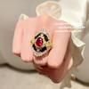 Anillo de gema de hada color niebla Chapado vintage en oro de 18 quilates pendientes de flor de circón de gran quilate color mancha de vino rosa