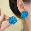 Brincos de resina com liga de metal azul gelo transparente com miçangas tecidas brincos de feriado de nicho joia para orelha versátil