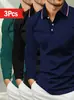 Camisa Polo de Manga Larga de 3 Piezas Talla Europea Transfronteriza para Hombre Camisa Casual de Negocios con Cuello Camisero Manga Larga Camiseta de Otoño para Usar Debajo