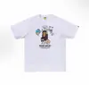 Camiseta de Manga Corta Bape de 260 g, Superventas Transfronteriza, Marca de Moda, Estampado de Letras de Colaboración con Cabeza de Mono para Hombres y Mujeres, Verano, Corte Holgado