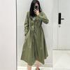 Vestido Camisero Japonés Individual de Algodón con Cordón en la Cintura para Mujer Otoño Manga Larga Delgado Ropa Exterior para Mujer 462596