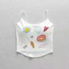 Nuevo Chaleco Dulce con Estampado Graffiti de Algodón Puro para Niñas Hermoso Tirante Almohadilla de Pecho Sling Interior Regazo Ropa Exterior Top Base para Mujeres