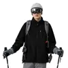 Ootd Chaqueta Polar de Exterior para Hombre Otoño e Invierno de Gama Alta Forro Polar Terciopelo Volcánico Cuello Alto Cárdigan Top Chaqueta para Hombre