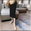 Bi no outono e inverno! Saia de malha de comprimento médio feminino! Nova caxemira solta cintura alta bainha one-step saia moda