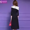 Vestido Negro Feimengyi para Mujer Otoño Nuevo Estilo Hepburn Francés Elegante Diseño de Cuello Asimétrico Elegante Falda de Longitud Media