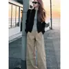 Jaqueta Cardigan de Tricô com Zíper Preta Nova 2026 para Mulheres, Suéter Slim-Fit para Primavera e Outono, Top Chic Estilo Coreano de Início de Outono