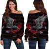 Transfronteiriço top 3D Estampa de Águia novo europeu e americano roupas femininas suéter feminino ombro a ombro top de ombro oblíquo feminino camisa base Feminino