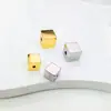 Cuentas Espaciadoras de Cubo de Azúcar Pulidas de Acero Inoxidable Color Dorado 18K Conservación de Color Cubo Sólido 3D Cristal DIY Accesorios para Pulseras