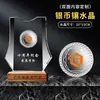 Trofeo de Cristal con Moneda de Plata Incrustada Medalla Conmemorativa de Plata Esterlina Moneda de Oro Oro Puro Listado Regalo de Aniversario Recuerdo de Jubilación