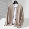 Cardigã Cruzado 100% Lã Masculino Gola Redonda Simples Espesso Suéter Outono Inverno Novo Malha Grossa Casual Outerwear