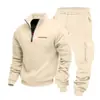 Amazon Europeia Transfronteiriça Tamanho Europeu Moda Casual Veludo Grosso Casual Gola Alta Moletom Roupa de Trabalho Calça Longa Conjunto Esportivo Masculino