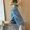 26 Calças Jeans Retro de Cintura Alta, Seis Bolsos, Perna Curva para Mulheres, Estilo Verão, Adequadas para Figuras Baixas, Modelagem Solta, Versátil e Casual, Calças de Perna Larga, Disponíveis para Dropshipping