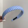 Touca Listrada Azul Sal Marinho Novo Tecido Sarja de Bolinhas Pequenas Faixa de Cabelo com Esponja Presilha de Cabelo Pressionada Moda Faixa de Cabelo