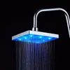 Chuveiro de teto LED com controle de temperatura e mudança de cor, quadrado para banheiro, rotação 360 graus, 8 polegadas, spray superior, direto da fábrica